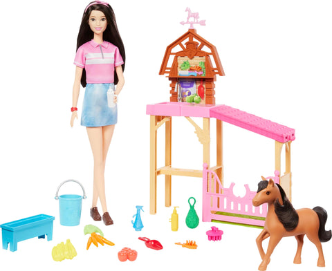 Barbie Toy Stable Playset with Fashion Doll, Small Toy Pony & 10+ Accessories Inspired by Barbie Mysteries: The Great Horse Chase