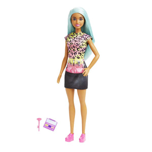 Barbie Careers Fashion Doll Makeup Artist with Teal Hair & Art Pieces Including Palette & Brush
