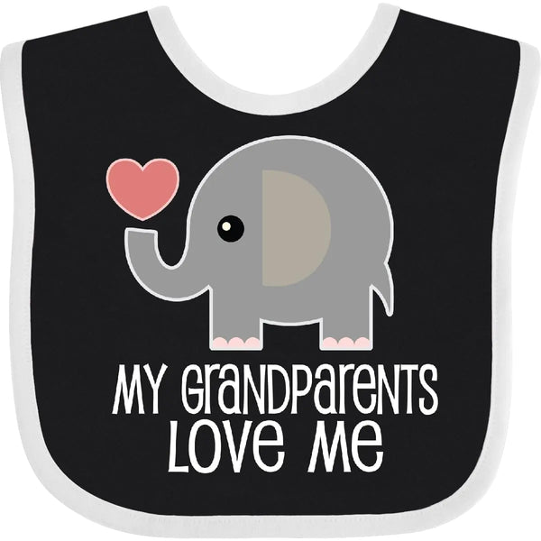 inktastic My Grandparents Love Me Baby Clothes Baby Bib Black and White 32f01