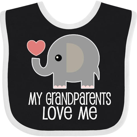 inktastic My Grandparents Love Me Baby Clothes Baby Bib Black and White 32f01