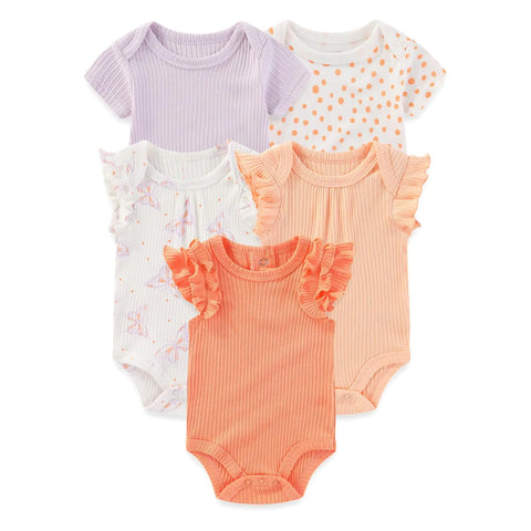 falianni Four Seasons Baby Boy/Girl Bodysuits 5-Pack Cotton Comfort Short Sleeve