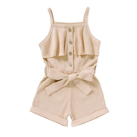 Cute Toddler Halter Romper One-piece Jumpsuit for Summer  Apricot 4-5T/120cm