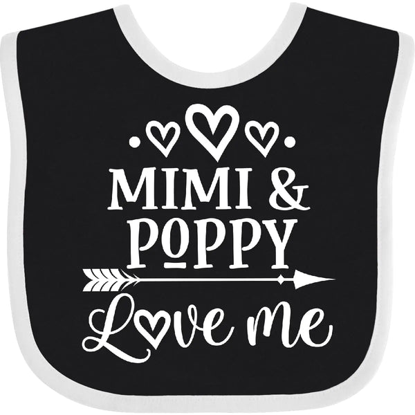 inktastic Mimi and Poppy Love Me Baby Clothes Baby Bib Black and White 39d0b