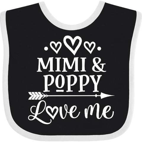 inktastic Mimi and Poppy Love Me Baby Clothes Baby Bib Black and White 39d0b