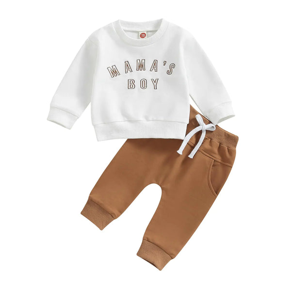 Sprifallbab Toddler Boy Long Sleeve Pullover Sweatshirt and Pants 2pc set