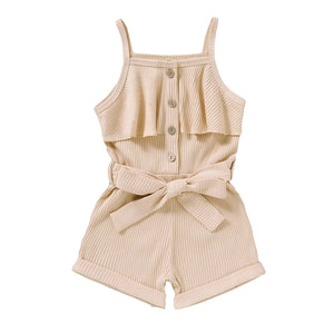 Cute Toddler Halter Romper One-piece Jumpsuit for Summer  Apricot 4-5T/120cm