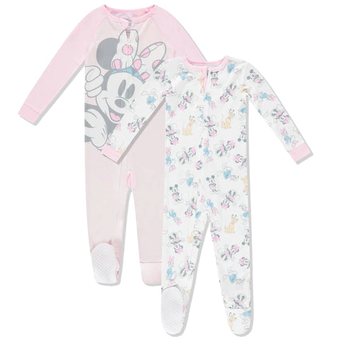 Disney Baby Onesies Mickey & Minnie Mouse - Newborn Girls & Baby Boys Pajamas