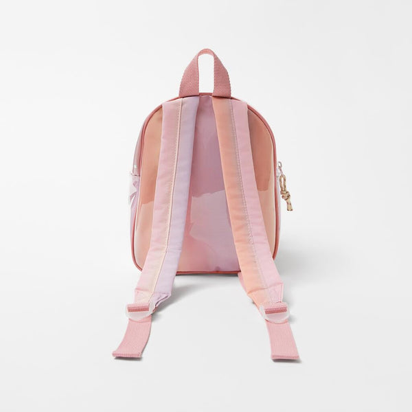 Children's pink school shiny backpack with stars