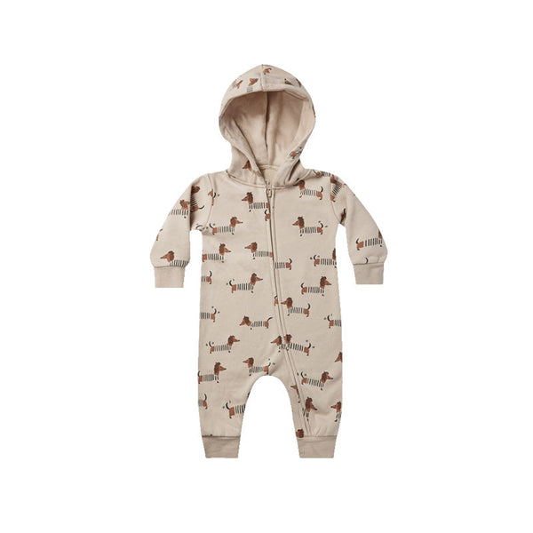 Baby Cartoon Dog Print Pattern Zipper Front Design Quality Warm Jumpsuit