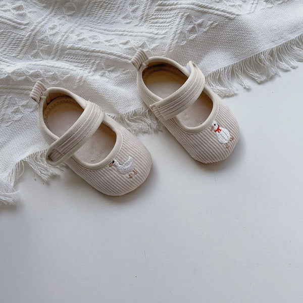 Baby Girl Duck Stitched  Embroidery Toddler Soft-Sole Anti-Slip Walking Shoes