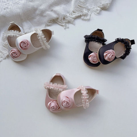 Rose Flower Ruffle Lace Toddler Soft-Sole Anti-Slip Walking Shoes