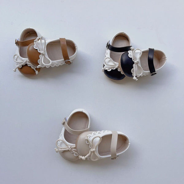 Baby Girl Shoelace Bow Toddler Soft-Sole Anti-Slip Walking Shoes