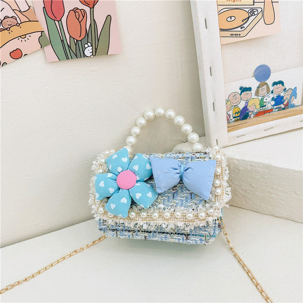 Girls’ 3D Flower And Bow Canvas Crossbody Handbag