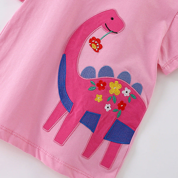 Girls’ Animals Cartoon Pattern T-shirt in European and American Style