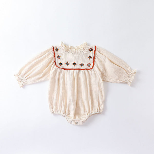 Floral Embroidered Design Long Sleeve Onesies