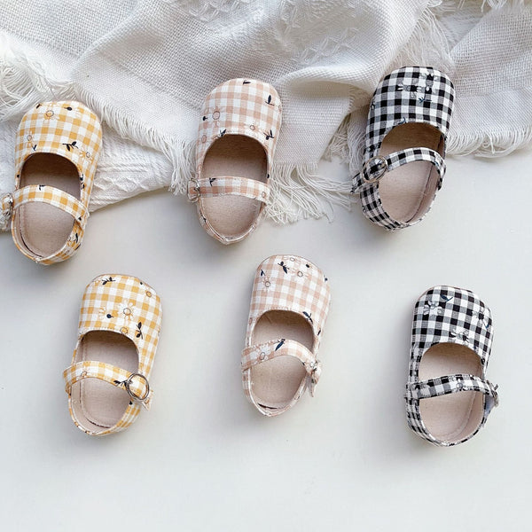 Baby Girl Floral Plaid Toddler Soft-Sole Anti-Slip Walking Shoes