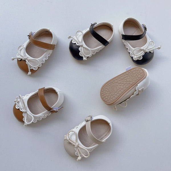 Baby Girl Shoelace Bow Toddler Soft-Sole Anti-Slip Walking Shoes
