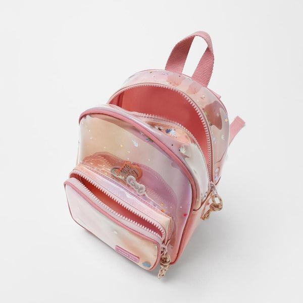 Children's pink school shiny backpack with stars