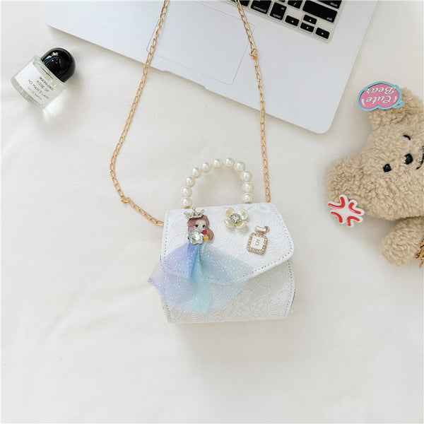 Stylish Floral Girls’ Portable Beaded Crossbody Handbag