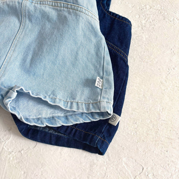 Summer Arrival Baby Kids Unisex Sleeveless Solid Color Denim Strap Overalls and White T-Shirt Clothing Set