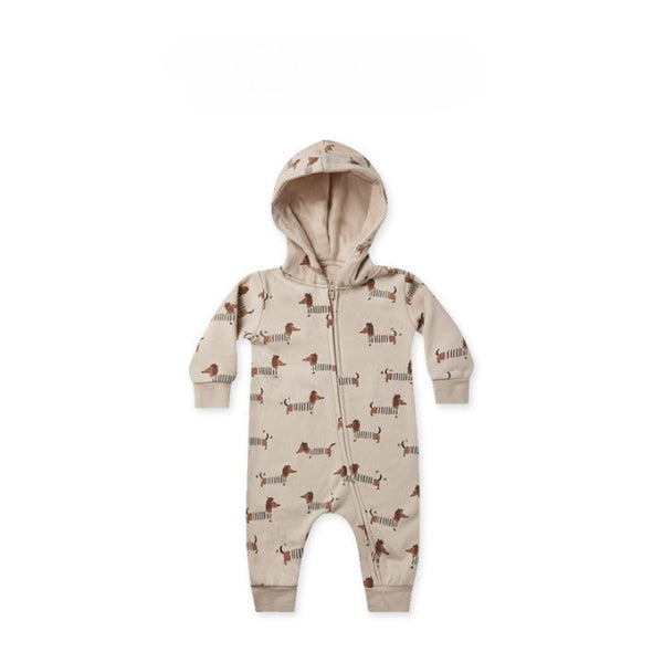 Baby Cartoon Dog Print Pattern Zipper Front Design Quality Warm Jumpsuit