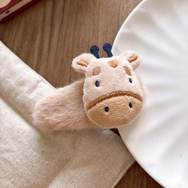 Children's Hair Clip with Animal Faces and 3D Cotton Filling