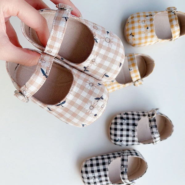 Baby Girl Floral Plaid Toddler Soft-Sole Anti-Slip Walking Shoes