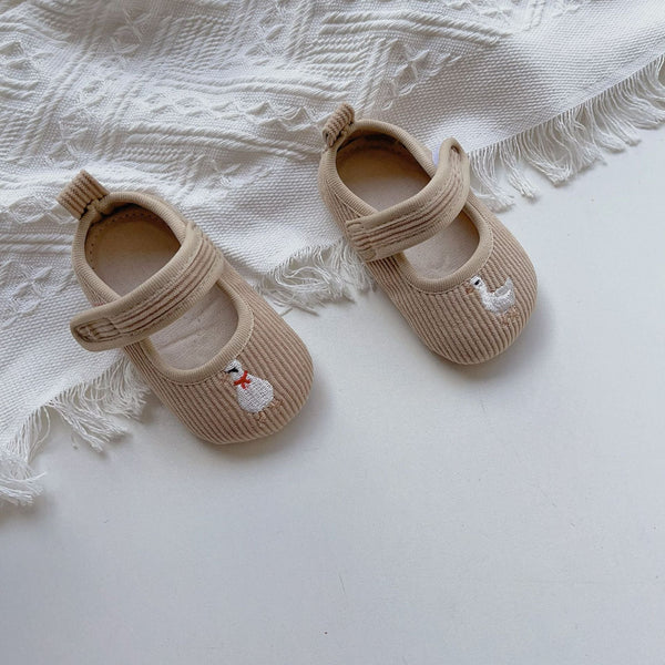 Baby Girl Duck Stitched  Embroidery Toddler Soft-Sole Anti-Slip Walking Shoes