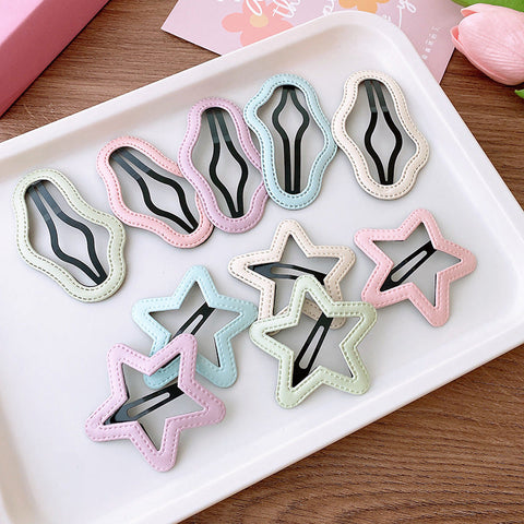 Of 5 Candy-Colored Hollow Out Star/Cloud Shaped Hair Clips
