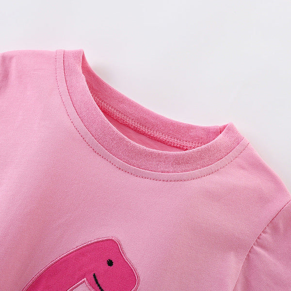 Girls’ Animals Cartoon Pattern T-shirt in European and American Style
