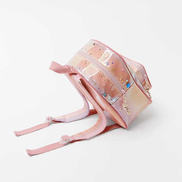 Children's pink school shiny backpack with stars
