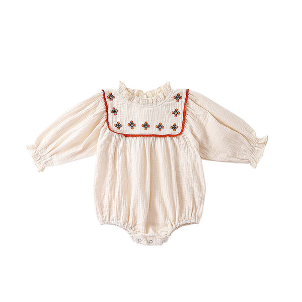 Floral Embroidered Design Long Sleeve Onesies