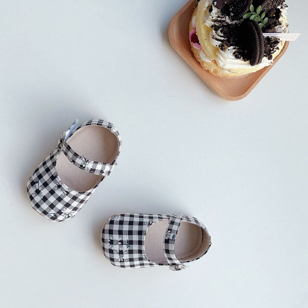 Baby Girl Floral Plaid Toddler Soft-Sole Anti-Slip Walking Shoes