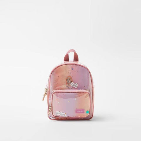 Children's pink school shiny backpack with stars