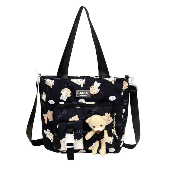 Children's Lightweight Portable Cute Teddy Design Canvas Shoulder Bag