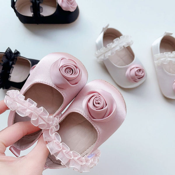 Rose Flower Ruffle Lace Toddler Soft-Sole Anti-Slip Walking Shoes