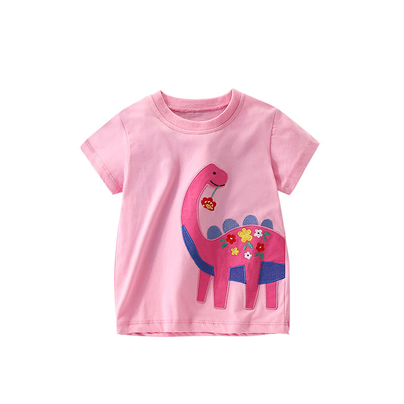 Girls’ Animals Cartoon Pattern T-shirt in European and American Style