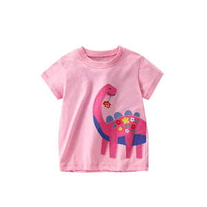 Girls’ Animals Cartoon Pattern T-shirt in European and American Style