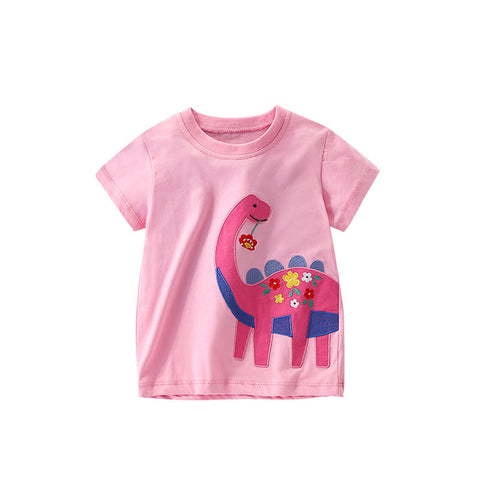 Girls’ Animals Cartoon Pattern T-shirt in European and American Style