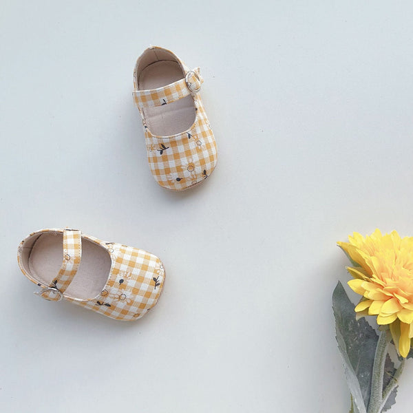 Baby Girl Floral Plaid Toddler Soft-Sole Anti-Slip Walking Shoes