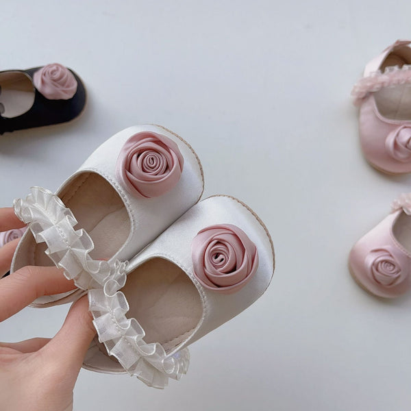 Rose Flower Ruffle Lace Toddler Soft-Sole Anti-Slip Walking Shoes