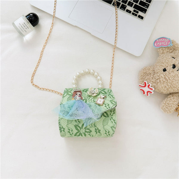 Stylish Floral Girls’ Portable Beaded Crossbody Handbag