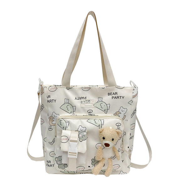 Children's Lightweight Portable Cute Teddy Design Canvas Shoulder Bag