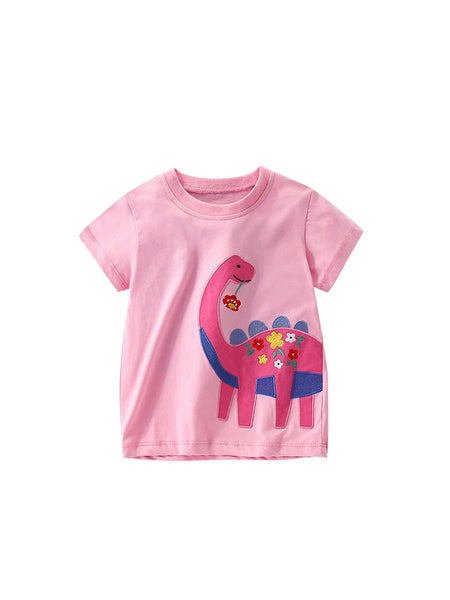 Girls’ Animals Cartoon Pattern T-shirt in European and American Style