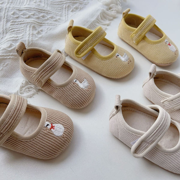 Baby Girl Duck Stitched  Embroidery Toddler Soft-Sole Anti-Slip Walking Shoes