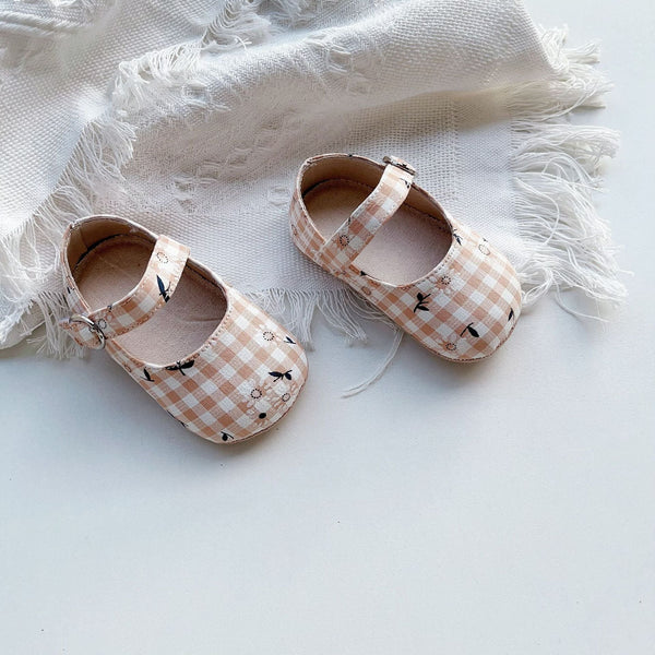 Baby Girl Floral Plaid Toddler Soft-Sole Anti-Slip Walking Shoes