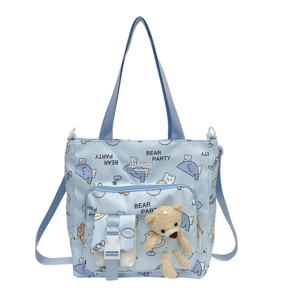 Children's Lightweight Portable Cute Teddy Design Canvas Shoulder Bag