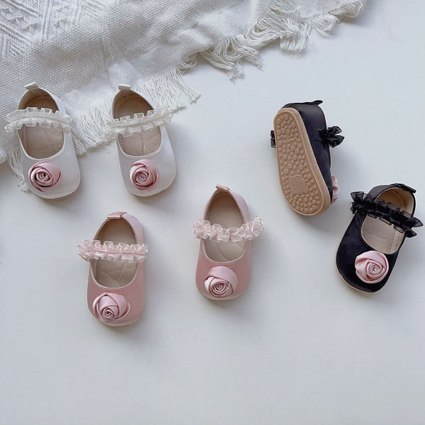 Rose Flower Ruffle Lace Toddler Soft-Sole Anti-Slip Walking Shoes