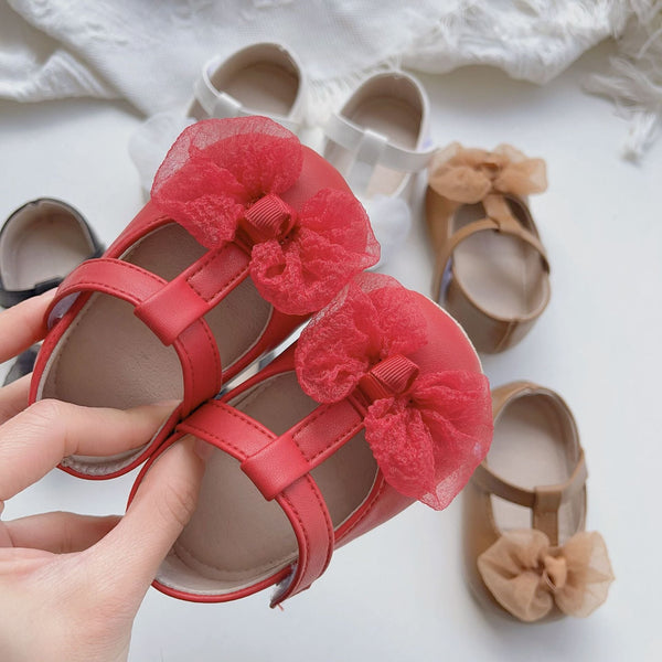 Baby Girl Lace Mesh Bow Toddler Soft-Sole Anti-Slip Walking Shoes