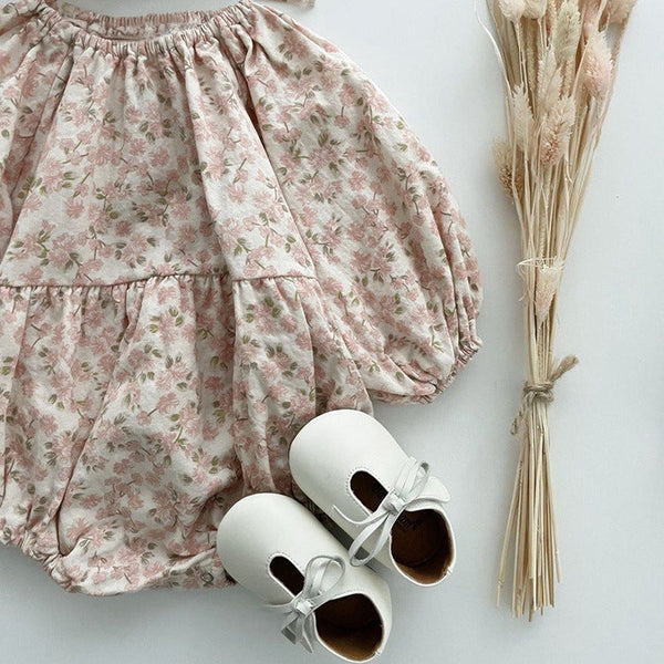 Floral Graphic Long Sleeve Cotton Bodysuit With Hat